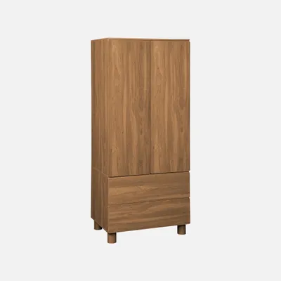 Produktbild von sweeek - Kleiderschrank mit 2 Türen, 2 Schubladen und 1 Kleiderstange Holzdekor - Haselnussholzlook