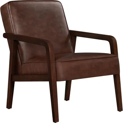 Productafbeelding van Yaheetech loungestoel, vintage fauteuil, relaxstoel, kunstleer met massief houten poten