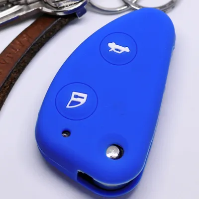 Produktbild von Auto Schlüssel Silikon Schutz Hülle Blau kompatibel mit Alfa Romeo 156 147 GT 97-10 2 Tasten Klappschlüssel