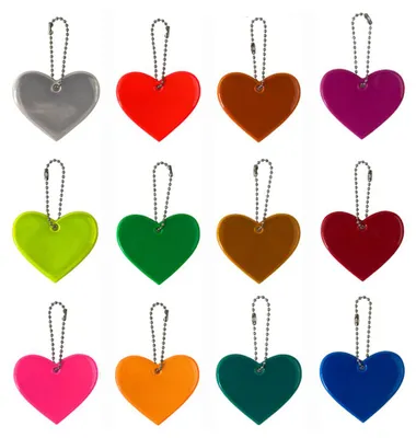 Produktbild von 12 Stück gemischte Farben, Sicherheitsreflektor-Anhänger, Liebesherz, für Kinder, für Schultasche, Rucksack, Radfahren, Laufen