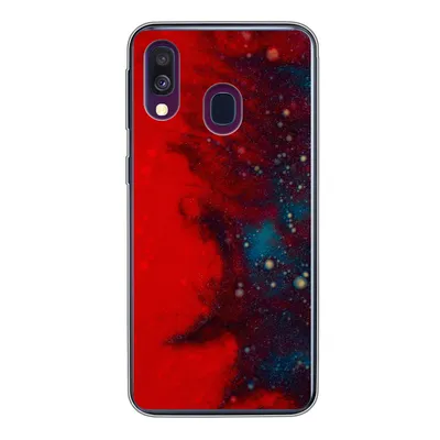 Produktbild von MuchoWow® Handyhülle Schutzhülle Hülle für Samsung Galaxy A40 Tinte - abstrakt - rot - blau Silikon Softcase Handy Hülle - Handy-Tasche
