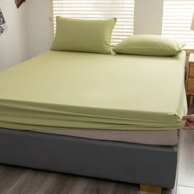 Produktbild von Spannbettlaken Spannbetttuch 100% Baumwolle Bettlaken,200x220cm,Keine Kissenbezüge, Fit Matratze bis 25cm (Olive)