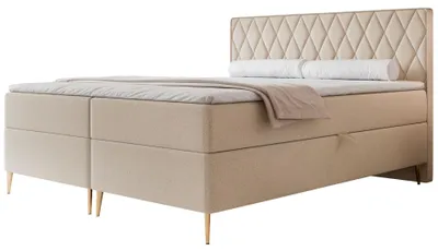 Produktbild von Selsey Caresso - Boxspringbett 140x200, Bonellmatratze, Topper, Chenille, beige