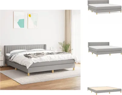 Produktbild von vidaXL Boxspringbett mit Matratze Hellgrau 180x200 cm Stoff -  Betten & Bettgestelle