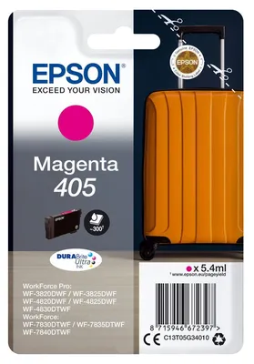 Obrázok produktu pre Epson 405, Štandardná výťažnosť, Purpurová, Atrament na pigmentovej báze, 5,4 ml, 1 kusov, Balenie po jednom kuse