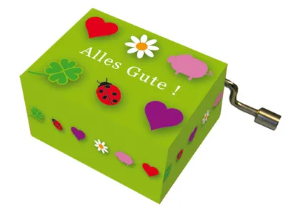 Produktbild von Spieluhr Happy BirthdayMotiv Glücksbringer und Blüten