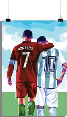 Produktbild von Cristiano Ronaldo Poster - Lionel Messi Poster - Nationalspieler Poster - Fußball Poster - 51x71cm - Perfekt zum Einrahmen