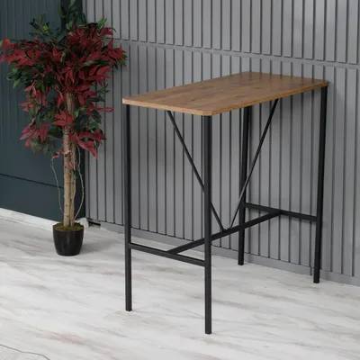 Obrázek produktu pro Hanah Home, Nordic, barový stůl, 100 % MELAMINEM POTAŽENÁ DESKA, ořech, 90 x 45 x 92 cm