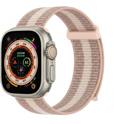 Produktbild von Smartwatch Armband für Apple Watch Ultra 3 49mm Nylon Textil Band Ersatzband Wechselband Klettverschluss flexibel atmungsaktiv Rosa