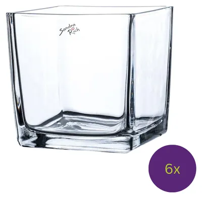 Produktbild von 6er Set Teelichtgläser CUBE H. 14cm 14x14cm Glas transparent eckig Sandra Rich
