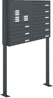 Produktbild von 9er Briefkastenanlage Standsystem Durchwurf - Klingel RAL 7016 Anthrazit