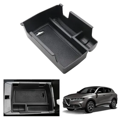 Immagine prodotto di Contenitore portaoggetti per la console centrale, compatibile con Alfa Romeo Tonale dal 2022 al 2026, realizzato in ABS, colore nero
