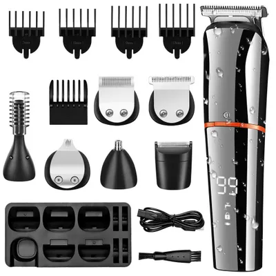 Produktbild von 6-in-1-Haarschneidemaschine, Ganzkörper-Haarschneider, Rasierer, Nasenhaarschneider, Bartschneider, Pflege-Set, über USB aufladbar
