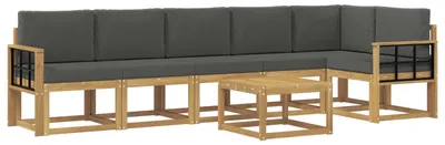 Imagen del producto de vidaXL Juego de sofás de exterior, 7 piezas, blanco y gris antracita, fabricado en poliéster