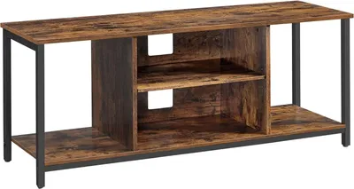 Produktbild von VASAGLE TV-Ständer für TV bis zu 60 Zoll, TV-Schrank mit offenen Regalen, TV-Konsole für Wohnzimmer, Unterhaltungsraum, rustikal braun und schwarz