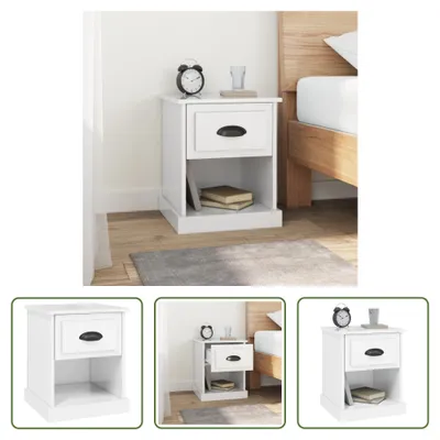 Produktbild von The Living Store Nachttisch Hochglanz-Weiß 39x39x47,5 cm Holzwerkstoff