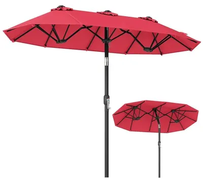 Obrázek produktu pro Dvojitý slunečník s klikou a 12 žebry NP13306WN, 300 x 160 cm, červený