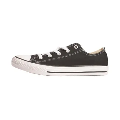 A side view of a black Converse Chuck Taylor All Star sneaker against a white background.