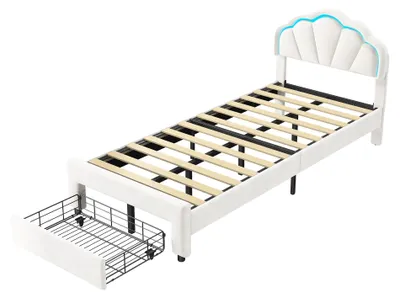 Image de Lit, design moderne et minimaliste, rangements pratiques, 90 x 200 cm