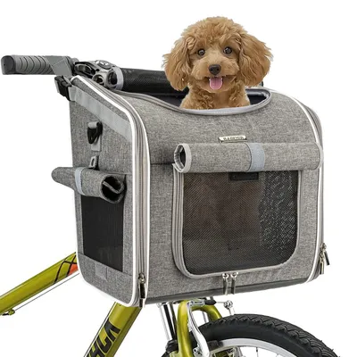 Fahrradkorb für Hunde, erweiterbar, grau, 34x26x35 cm