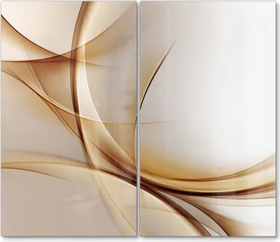 Produktbild von DEQORI Herdabdeckplatte Glas 2-tlg 'Elegante Goldene Wellen' Herd Abdeckung Küche