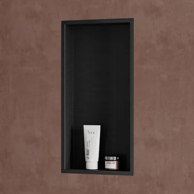 Produktbild von doporro Duschnische Wandnische Bad Schwarz 30cm x 60cm x 8,3cm, Duschablage befliesbar aus Edelstahl, Duschregal Unterputz-Montage