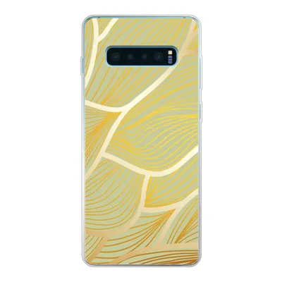 Produktbild von MuchoWow® Handyhülle Schutzhülle Hülle für Samsung Galaxy S10 Lite Goldene Wellen auf grünem Hintergrund Silikon Softcase Handy Hülle - Schutz