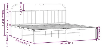 Produktbild von vidaXL Bettgestell mit Kopfteil Metall Weiß 193x203 cm