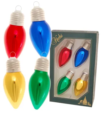 Glas-Glühbirnen Christbaumschmuck 9 cm, 4er Set, bunt