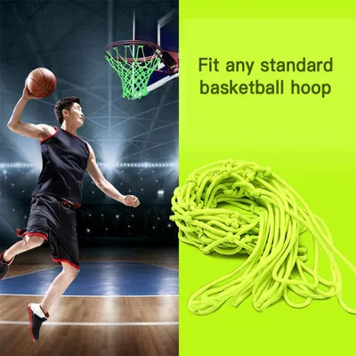 Produktbild von Nachtlicht-Basketballnetz, Nylon, leuchtender Reifenrand, 12 Schlaufen, Standardgröße, sonnenbetrieben