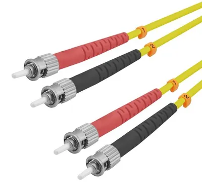 Produktbild von helos LWL Patchkabel ST/ST Duplex 9/125µm OS2 gelb 1,0m