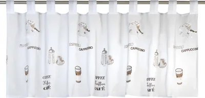 Zdjęcie produktu dla Elbersdrucke zasłona bistro z pętlami Espresso 06 biało-brązowa przezroczysta 48x140cm okno kuchenne ekran prywatności zasłona okienna