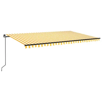 Produktbild von Markise Manuell Einziehbar mit LED 500x300 cm Gelb & Weiß