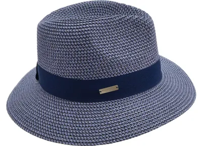 Seeberger knautschbarer Borten-Sommerhut Fedora mit UV-Schutz 30 in blau