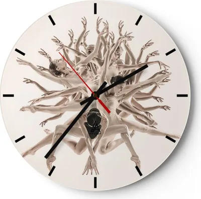 Produktbild von Wanduhr - Rund - Glasuhr - Modern Stück Ballett - 40x40cm - Schleichendes Uhrwerk - Lautlos - zum Aufhängen bereit - Dekoration Modern - Wanddekoration aus Glas - C3AR40x40-4636