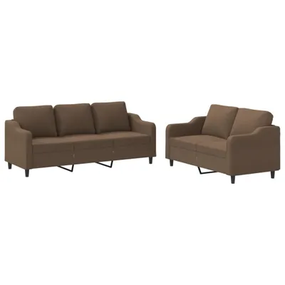 Produktbild von 2-tlg. Sofagarnitur mit Kissen Braun Stoff