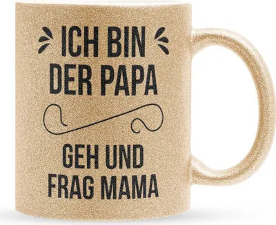 Produktbild von 22Feels Glitzertasse Gold Papa Geschenk Vatertag Vater Geburtstag Kaffeetasse Männer Weihnachten Haferl Geschenkidee Bürotasse