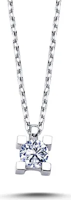 Produktbild von 0,13 Carat Diamant Solitär Collier 14 Karat Weißgold