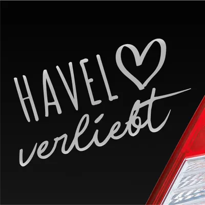 Produktbild von Auto Aufkleber Havel verliebt Herz Fluss Wasser Water Liebe Car 19x10 cm Silber Sticker Heckscheibenaufkleber