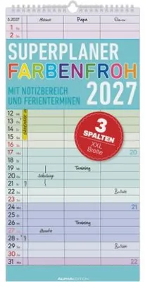 Produktbild von Superplaner Farbenfroh - 3 Spalten 2027