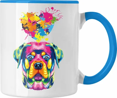 Produktbild von Trendation - Rottweiler Herz Farbe Besitzer Tasse Geschenk Lustiger Spruch Geschenkidee Rottweiler Liebhaber (Blau)
