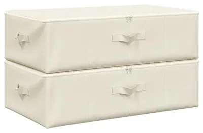 Produktbild von Set aus 2 Aufbewahrungsboxen - Kleideraufbewahrung 70x40x18 cm - Faltbar - Wiederverwendbares Polyurethan- Kunststoffrahmen - Weiß