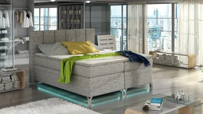 Immagine prodotto di Letto boxspring 180x200cm letti hotel in pelle rete completa topper materasso