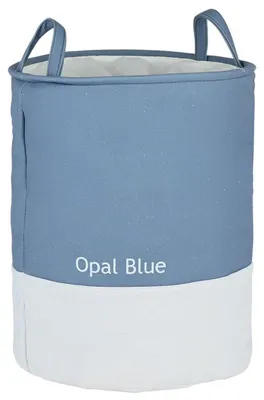 Image de Estia, panier à linge, corbeille à linge, bac à linge de 48 litres, bleu et blanc, coffre à linge en tissu