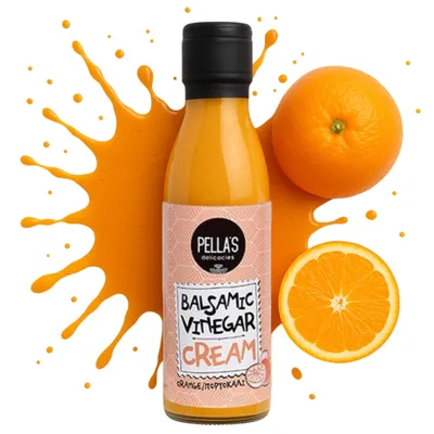 Produktbild von Pella’s Balsamico-Creme mit Orange 250 ml – Natürliche Griechische Sauce für Salate, Fleisch & Desserts