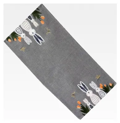 Produktbild von Tischläufer 40 x 85 cm mit Stickerei Osterhasen grau