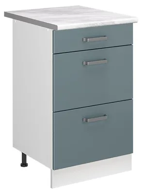 Produktbild von Küchenunterschrank Vicco R-Line Blau-Grau/Weiß 50 cm Arbeitsplatte Marmor, Model 69753