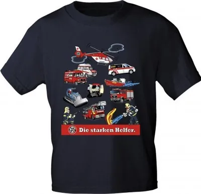Produktbild von Kinder T-Shirt mit Print - Feuerwehr - DIE STARKEN HELFER - 08711 dunkelblau - Gr. 86-164 Größe - 134/146