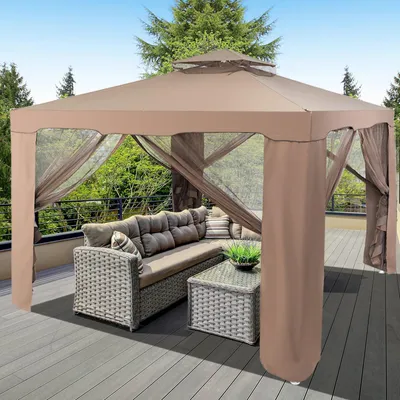 Productafbeelding van Partytent - Gazebo - Tuintent - Paviljoen - Feesttent - 3x3 Meter - Met 4 Zijdes Muggennet - Ventilatieraampje
