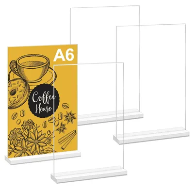Produktbild von Set von 4 Acryl Tischständern A6, Doppelseitige Präsentation
